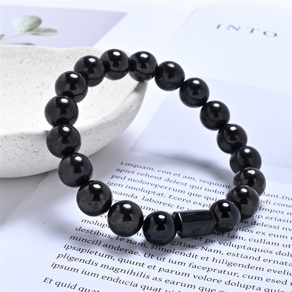 Bracelet, Shungite (stab.), Tourmaline (black), 10mm beads | Marco Schreier