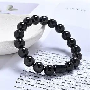 Armband, Schungit (stab.), Schörl, 10mm Kugeln | Marco Schreier