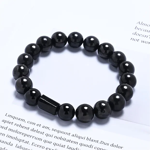 Bracelet, Shungite (stab.), Schorl, boules 10mm | Marco Schreier