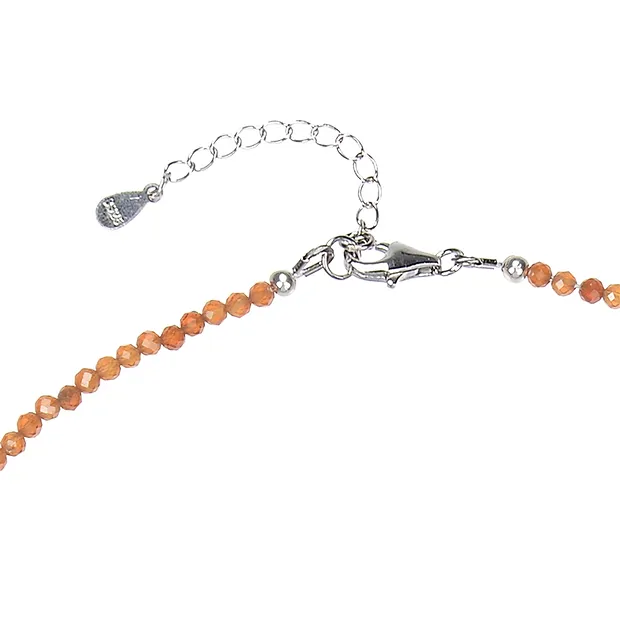 Kette Granat (orange), 3mm-Kugeln, facettiert, rhodiniert | Marco Schreier