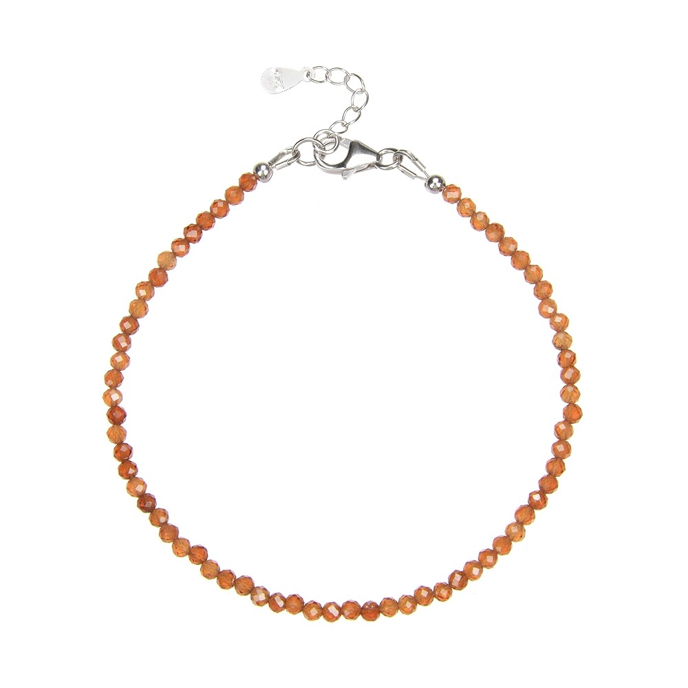 Chaîne Grenat (grenat mandarine), boules de 3mm, facettées, rhodiées, Chaîne d'extension | Marco Schreier