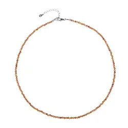 0643512213 Garnet necklace (mandarin garnet), 3mm beads, faceted, rhodiniert, extension chain | Marco Schreier