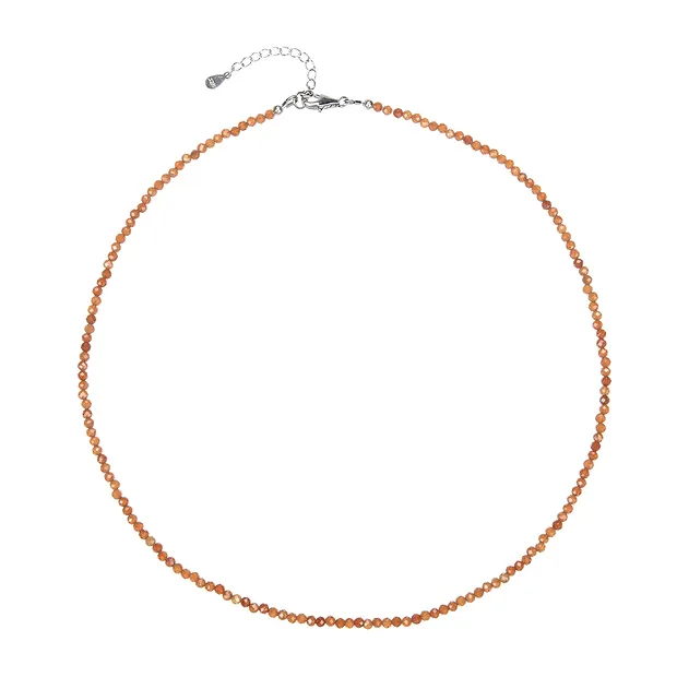 Chaîne Grenat (grenat mandarine), boules de 3mm, facettées, rhodiées, Chaîne d'extension | Marco Schreier