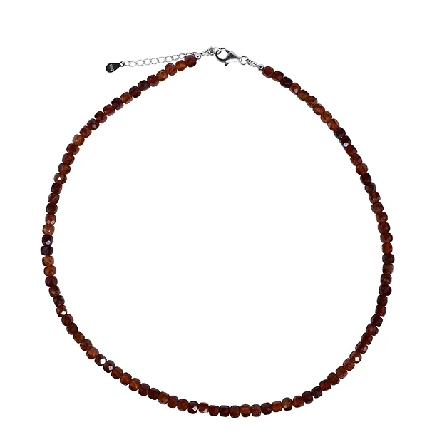 Kette Granat (Spessartin), 4mm-Würfel, facettiert, rhodiniert | Marco Schreier