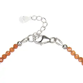 Armband Granat (Madarinengranat), Kugeln (3mm), facettiert, rhodiniert | Marco Schreier
