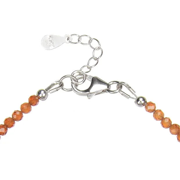 Armband Granat (orange), Kugeln (3mm), facettiert, rhodiniert | Marco Schreier