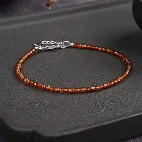 Armband Granat (Madarinengranat), Kugeln (3mm), facettiert, rhodiniert | Marco Schreier