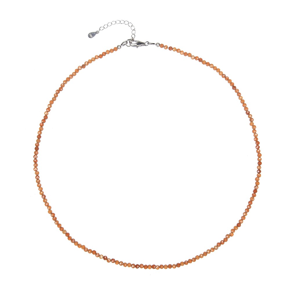 Pulsera granate (granate madarina), cuentas de 3 mm, facetado, rodinado, cadena extensible | Marco Schreier