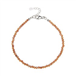 0643564213 Bracelet en grenat (grenat de Madarin), boules de 3mm, facettées, rhodiées, Chaîne d'extension | Marco Schreier