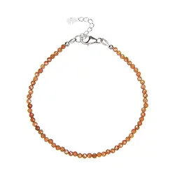 0643564213 Bracciale granato (granato madarine), perline da 3 mm, sfaccettate, rodiate, catena di prolungamento | Marco Schreier