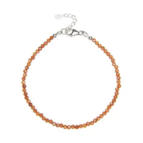 Armband Granat (Madarinengranat), Kugeln (3mm), facettiert, rhodiniert | Marco Schreier