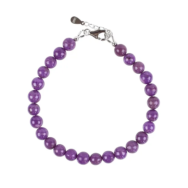 Bracciale fosfosiderite, perle 06-07 mm, catena di prolungamento, rodiato | Marco Schreier