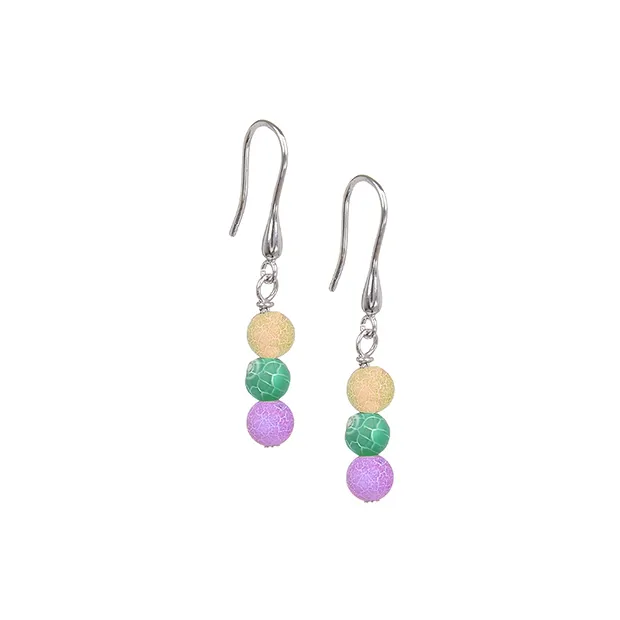 Boucles d'oreilles avec crochets en agate Turquoise (teintée), boules (6mm), 4,0cm | Marco Schreier