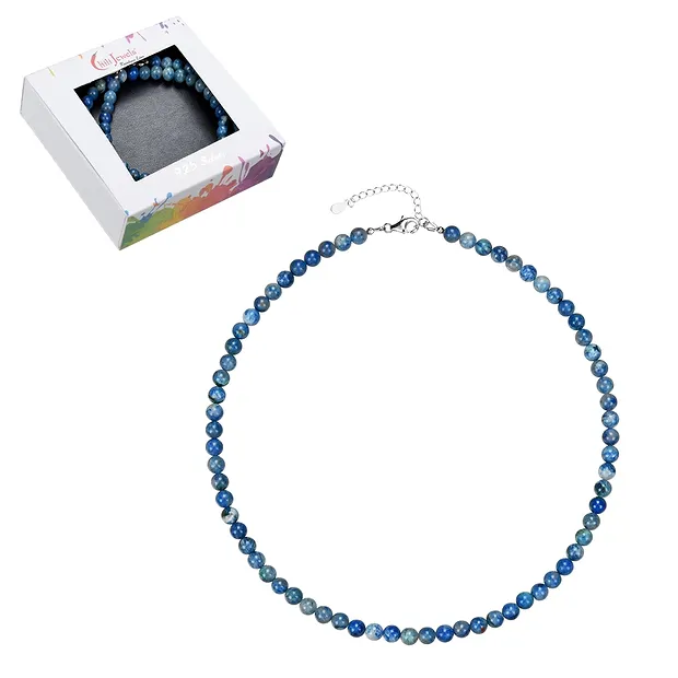 Collar de bolas de Shattuckita de 6 mm, plata rodinada, cadena de extensión | Marco Schreier
