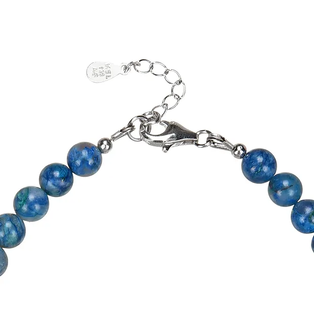 Bracelet Shattuckite, beads (6mm), rhodiniert | wholesaler gems & healing stones