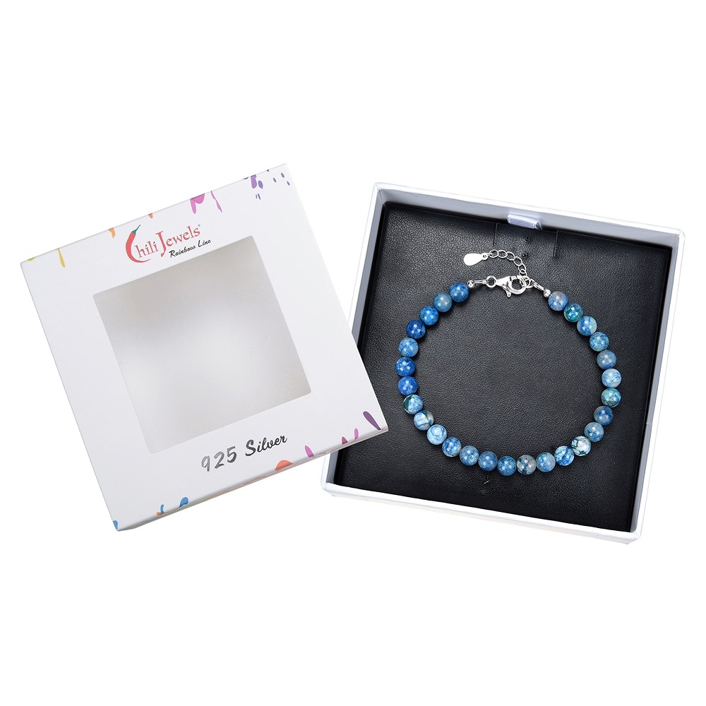 Bracciale di shattuckite, perle da 6 mm, catena di prolungamento, rodiato | Marco Schreier