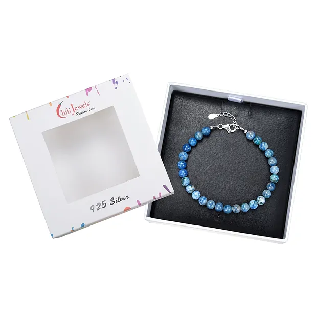 Bracelet Shattuckite, beads (6mm), rhodiniert | wholesaler gems & healing stones