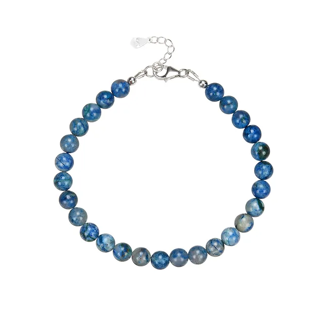 Bracelet Shattuckite, beads (6mm), rhodiniert | wholesaler gems & healing stones