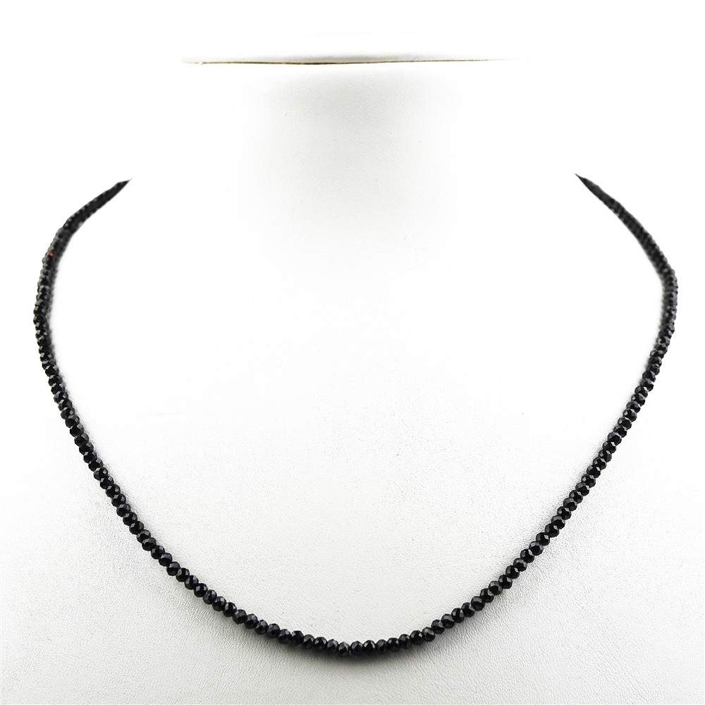 Collar de bolas facetadas, Espinela negra, 2mm/45cm | Marco Schreier