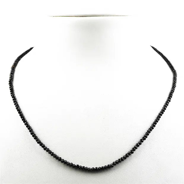 Faceted ball necklace, black Spinel, 2mm/45cm | wholesaler gems & healing stones