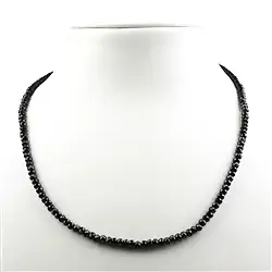 0645703006 Button faceted necklace, Spinel (black), 4mm/45cm | Marco Schreier