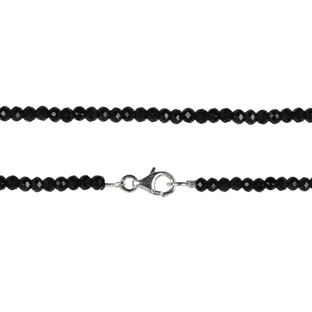 Kette Button facettiert, Spinell (schwarz), 3mm/45cm | Marco Schreier