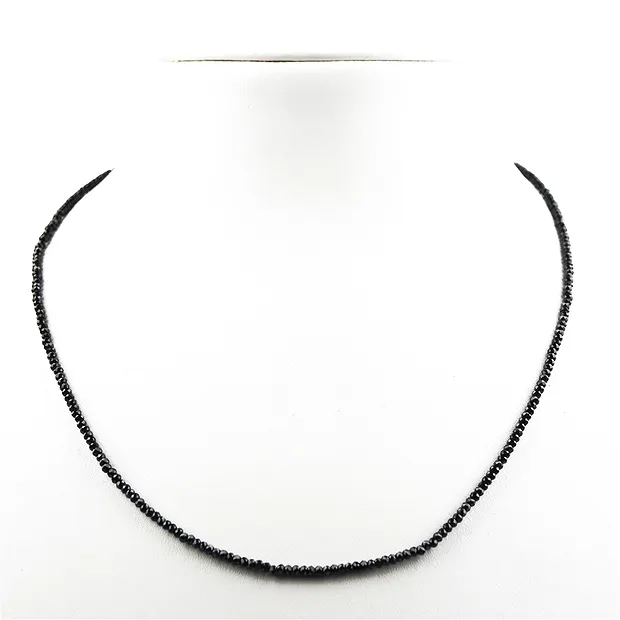 Button faceted necklace, Spinel (black), 3mm/45cm | Marco Schreier