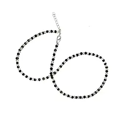 0645703008 Kette Button facettiert, Spinell (schwarz) mit Bergkristall, 4mm/45cm | Marco Schreier