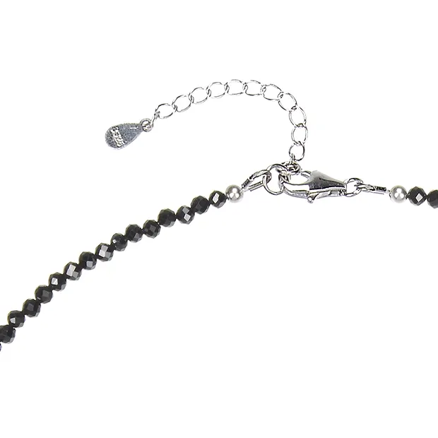 Necklace Spinel (black), beads (3mm), faceted, rhodiniert | Marco Schreier