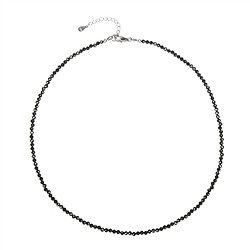 0645712213 Necklace Spinel (black) beads (3mm), faceted rhodiniert, extension chain | Marco Schreier