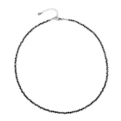 0645712213 Kette Spinell (schwarz) Kugeln (3mm), facettiert rhodiniert, Verlängerungskettchen | Marco Schreier
