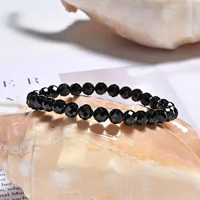 Bracelet, Spinelle (noir), 06mm boules, facettes | Marco Schreier