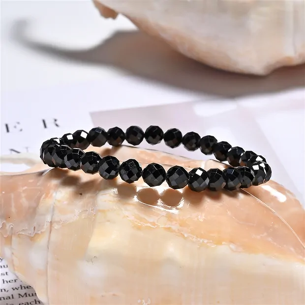 Armband, Spinell (schwarz), 06mm Kugeln, facettiert | Marco Schreier