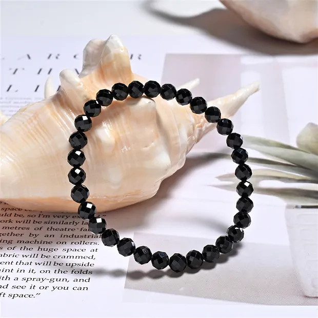 Armband, Spinell (schwarz), 06mm Kugeln, facettiert | Marco Schreier