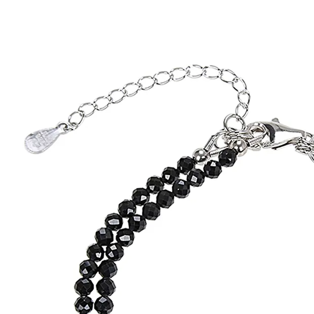 Pulsera Espinela (negra), cuentas facetadas de 3 mm, doble hilera, rodinada | Marco Schreier