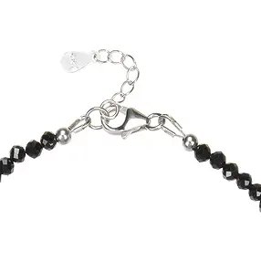 Bracelet Spinel (black), beads (3mm), faceted, rhodiniert | Marco Schreier