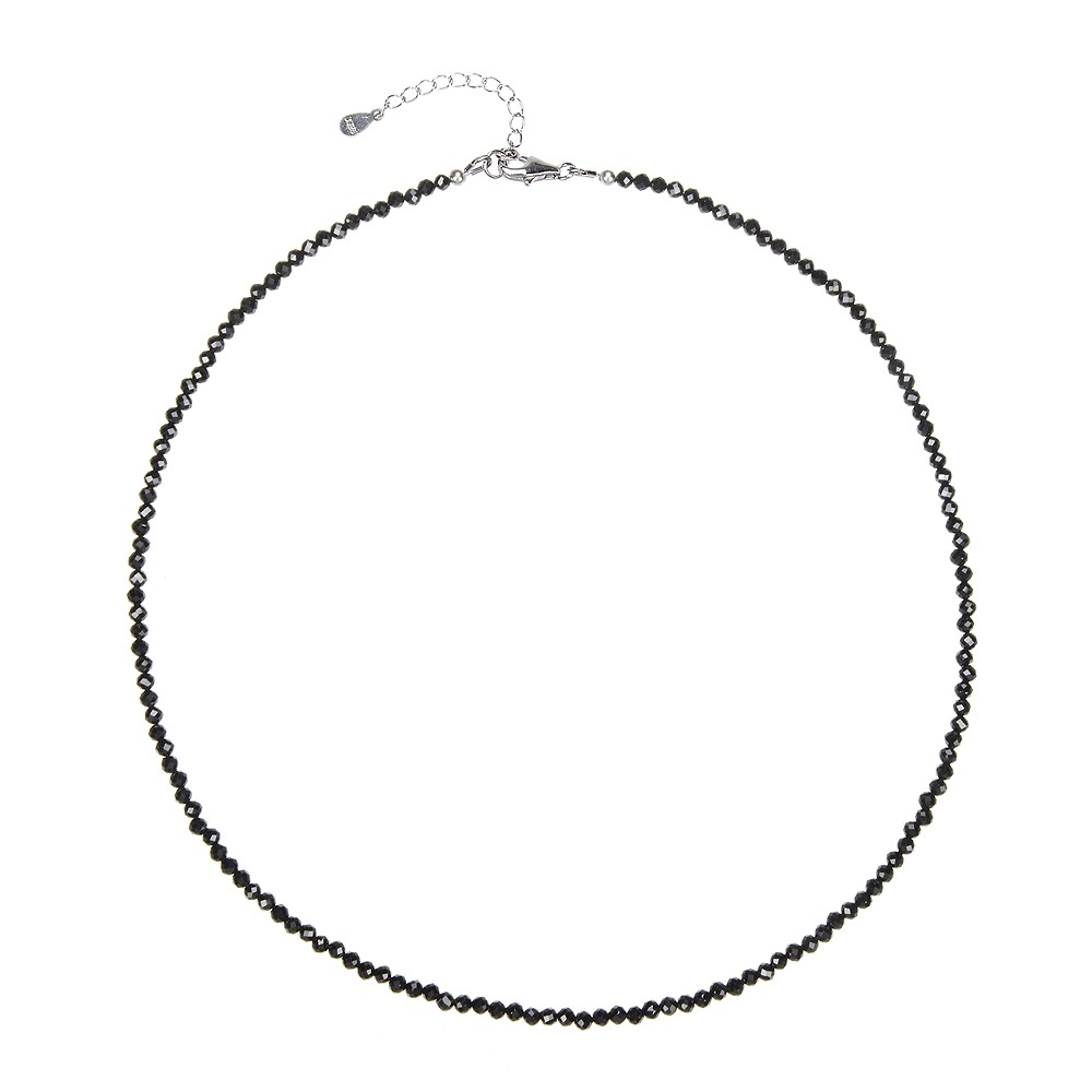 Bracciale perle di Spinello (nero) (3 mm), sfaccettate, rodiate, catena di estensione | Marco Schreier