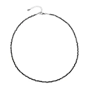 Bracelet Spinel (black), beads (3mm), faceted, rhodiniert | Marco Schreier