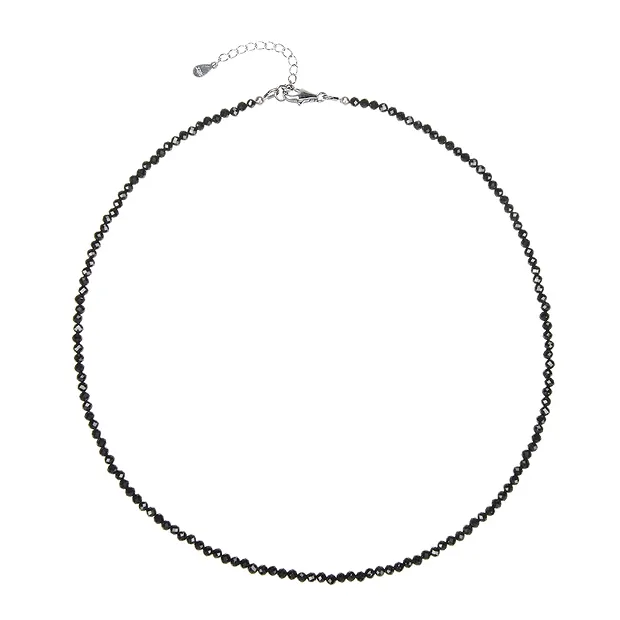 Bracelet en perles rondes (3mm), facettées, rhodiées, Spinelle (noir) | Marco Schreier