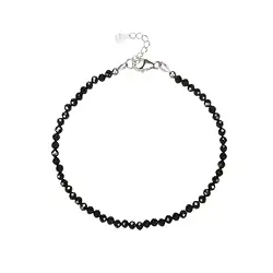0645764213 Bracelet Spinel (black) beads (3mm), faceted, rhodiniert, extension chain | Marco Schreier