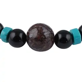 Bracelet, Onyx (teintée), Turquoise, os de dinosaure, 14cm (pour enfants) | Marco Schreier