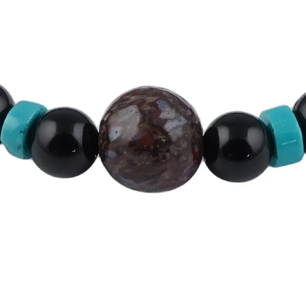Bracelet, Onyx (dyed), Turquoise, dinosaur bone, 14cm (for children) | Marco Schreier