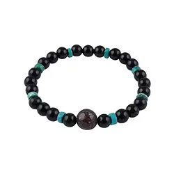 0646050206 Bracelet, Onyx (dyed), Turquoise, dinosaur bone, 14cm (for children) | Marco Schreier