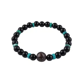 Bracelet, Onyx (teintée), Turquoise, os de dinosaure, 14cm (pour enfants) | Marco Schreier