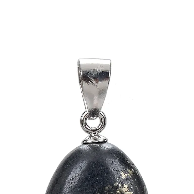 Anhänger Trommelstein, Pyrit in Schiefer, 3,0cm, rhodiniert | Marco Schreier