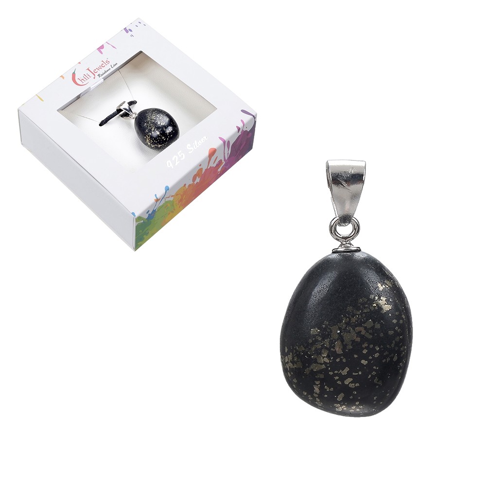 Pendant Tumbled Stone, Pyrite in slate, 3.0cm, rhodiniert | Marco Schreier