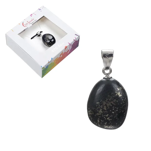 Pendant Tumbled Stone, Pyrite in slate, 3.0cm, rhodiniert | Marco Schreier