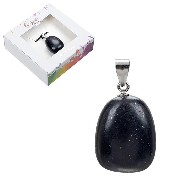 Pendant Tumbled Stone, Pyrite in slate, 3,8cm, rhodiniert | Marco Schreier