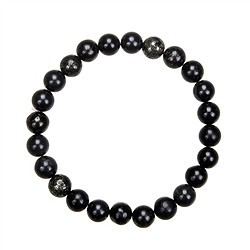 0646150108 Bracelet, Pyrite in slate, 08mm beads | wholesale gems, healing stones &amp; jewelry
