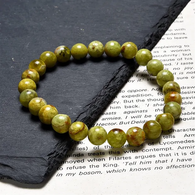 Bracelet, opale (pistache), 08mm boules | Marco Schreier